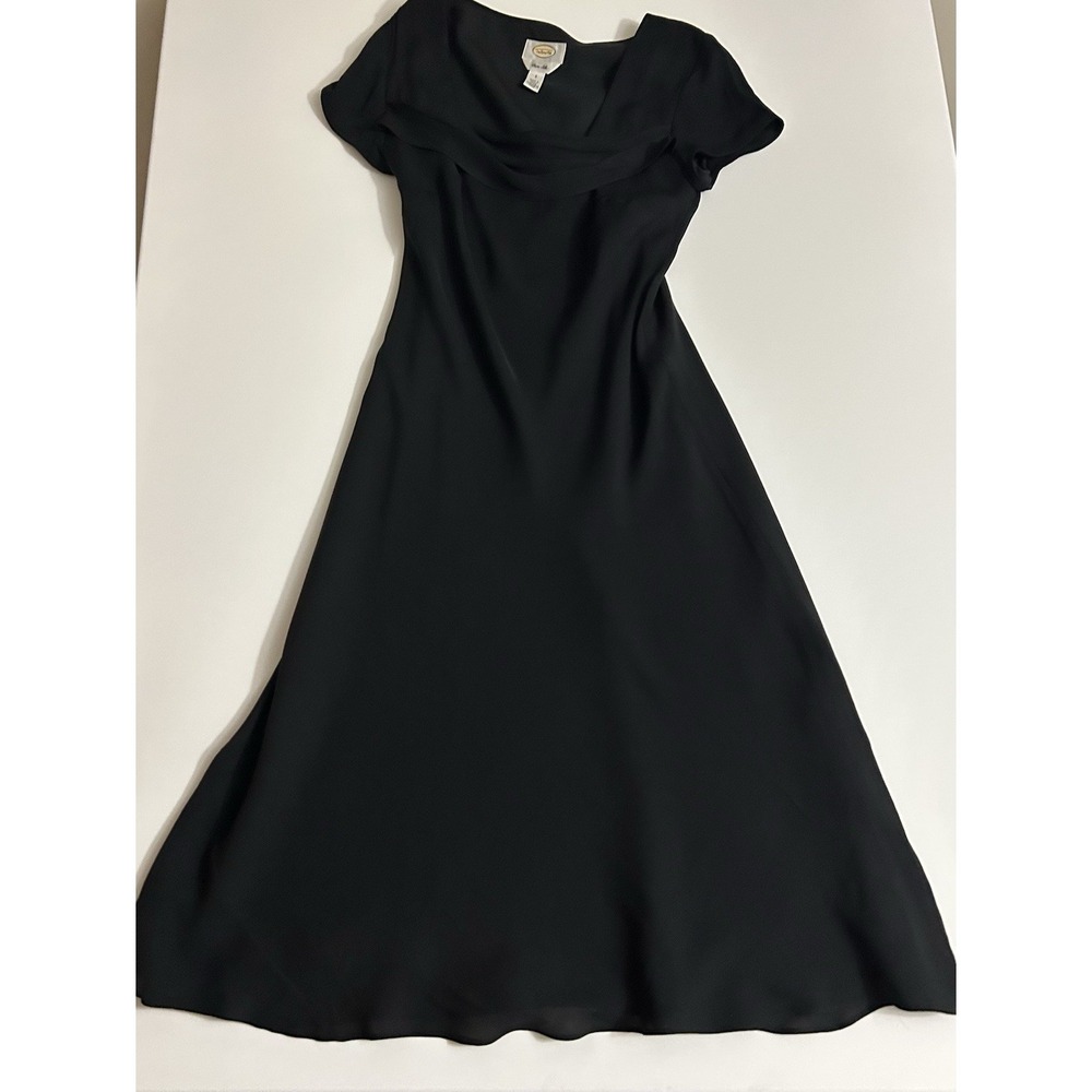 Talbots Pure Silk Cocktail Dress Women's Size 6 Black Sleeveless Fit & Flare